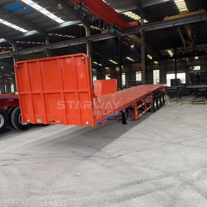 4-axle Flatbed Trailer with Front Wall