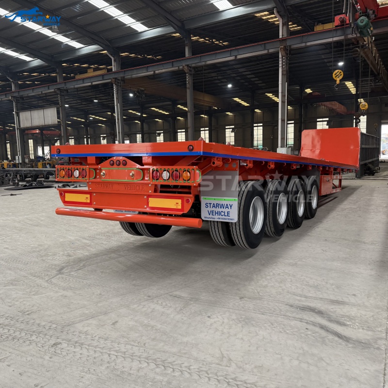 4-axle Flatbed Trailer with Front Wall