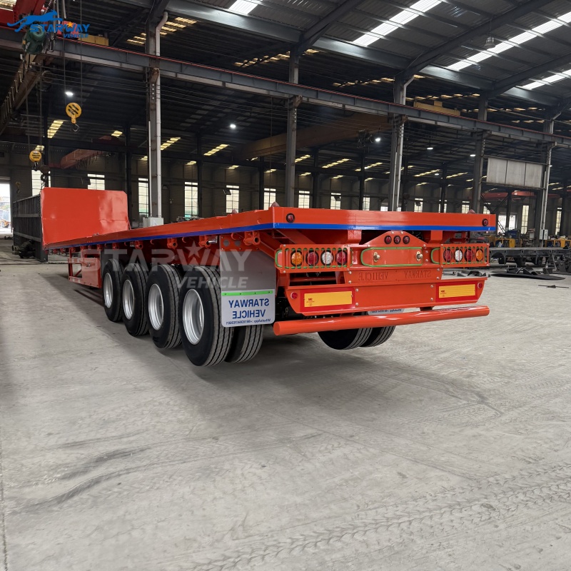 4-axle Flatbed Trailer with Front Wall