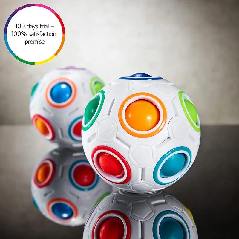 Rainbow ball brain teaser for kids 3D puzzle cube fidget ball educational toys