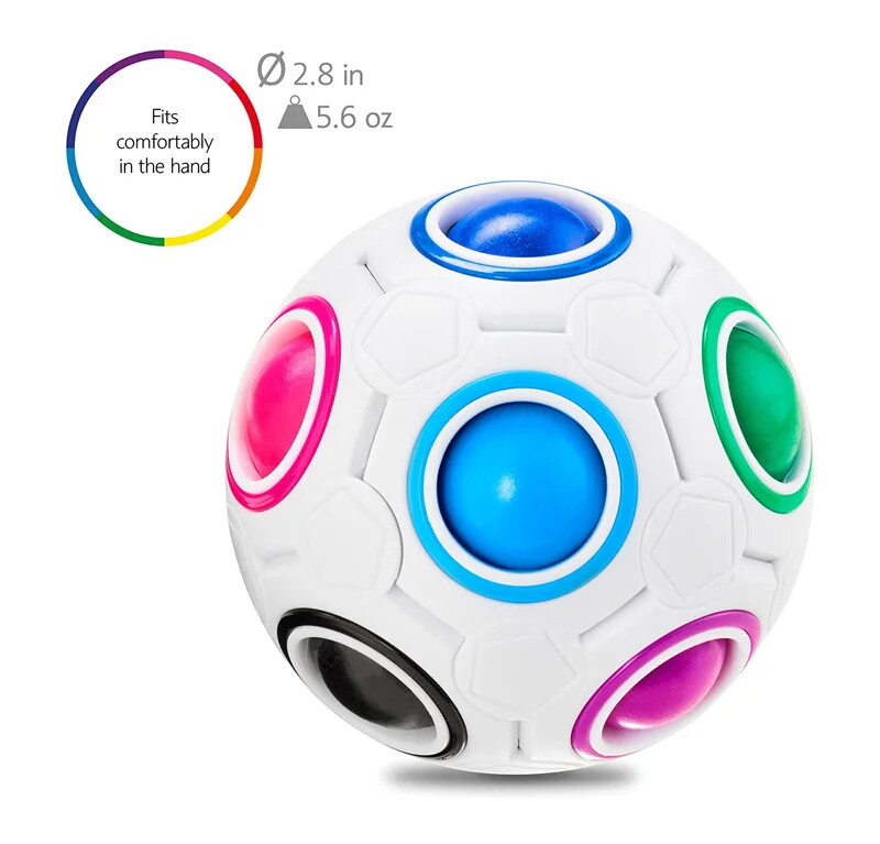 Rainbow ball brain teaser for kids 3D puzzle cube fidget ball educational toys