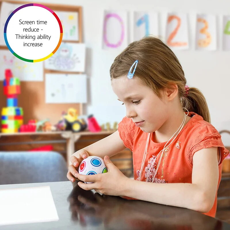 Rainbow ball brain teaser for kids 3D puzzle cube fidget ball educational toys