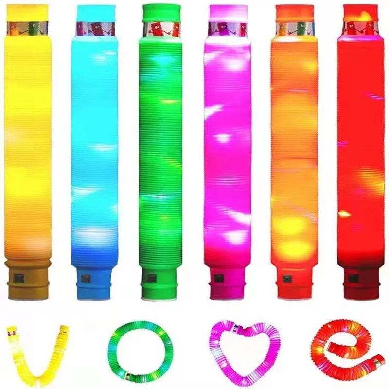 Party favors for kids toddlers sensory tubes 6 pack led light up pop fidget toys