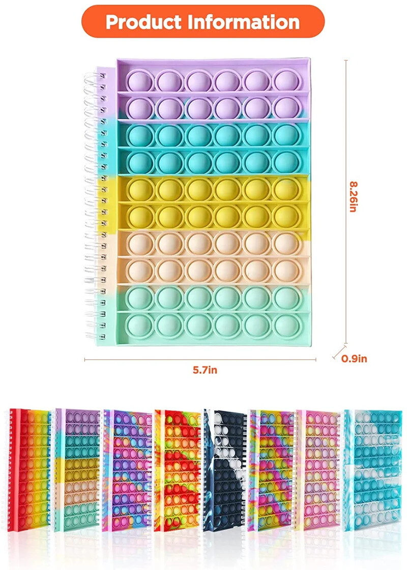 Pop bubble fidget notebook push pop sensory toys composition portable for school