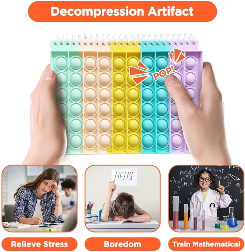 Pop bubble fidget notebook push pop sensory toys composition portable for school