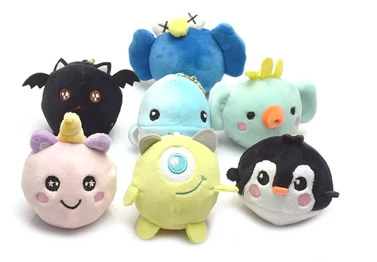 Customized baby animal plush pet squeeze jelly ball frog keychain toy