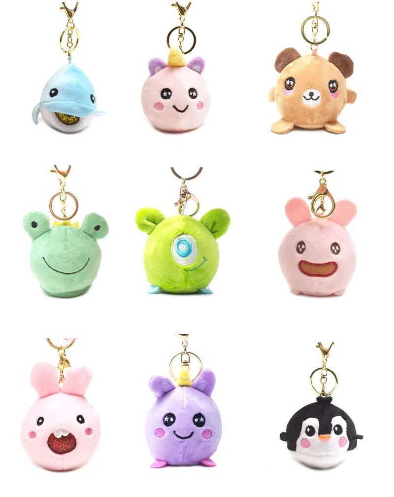 Customized baby animal plush pet squeeze jelly ball shark keychain toy