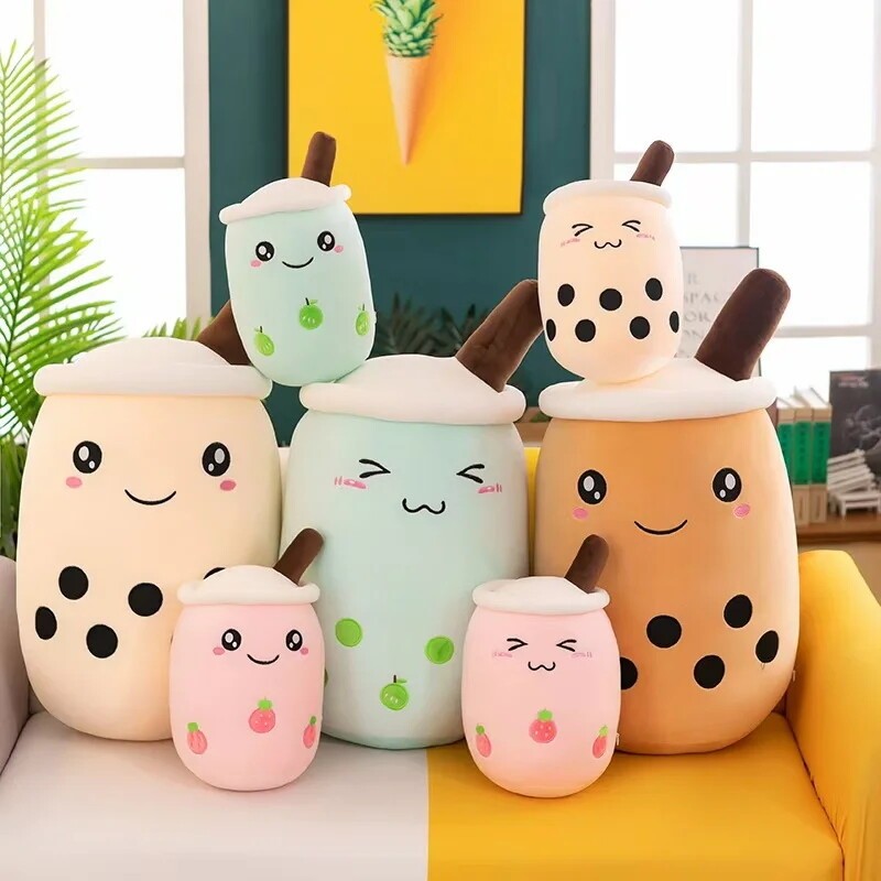 Boba plush stuffed hugging pillow milk tea cup bubble ultrasoft pillow plush toy