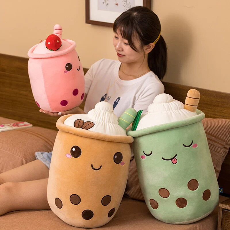Boba plush stuffed hugging pillow milk tea cup bubble ultrasoft pillow plush toy