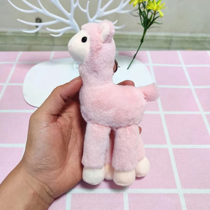 Key Chain Plush Llama Key Ring Faux Fur Charm Cute Animal Backpack Hanging Pendant Gift