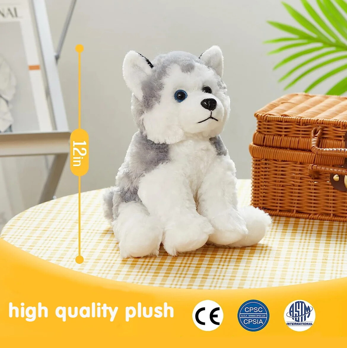 High quality plush toy husky stuffed toy soft material animals adorable holiday gifts for kids