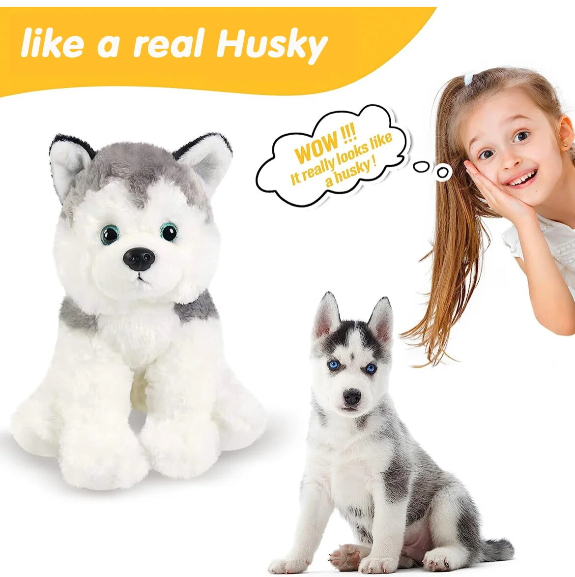 High quality plush toy husky stuffed toy soft material animals adorable holiday gifts for kids
