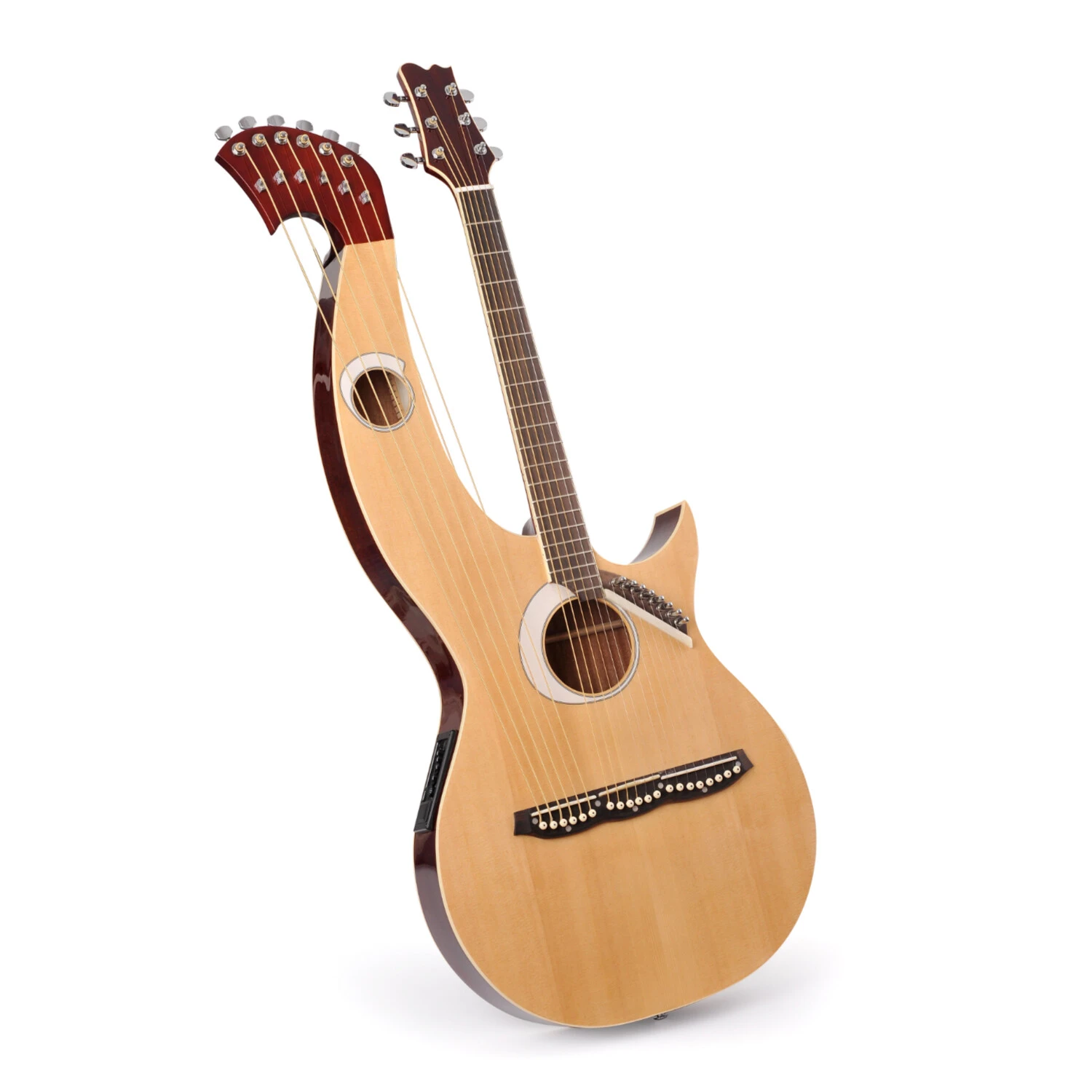 Guitare harpe acoustique double manche en épicéa