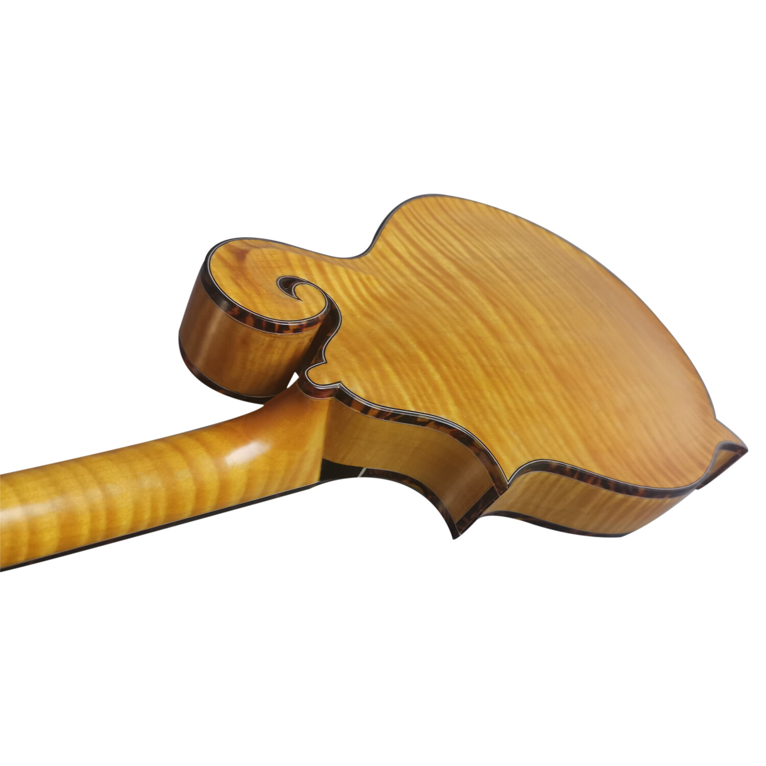 Mandoline F en érable flammé d'une seule pièce, tout en miel massif