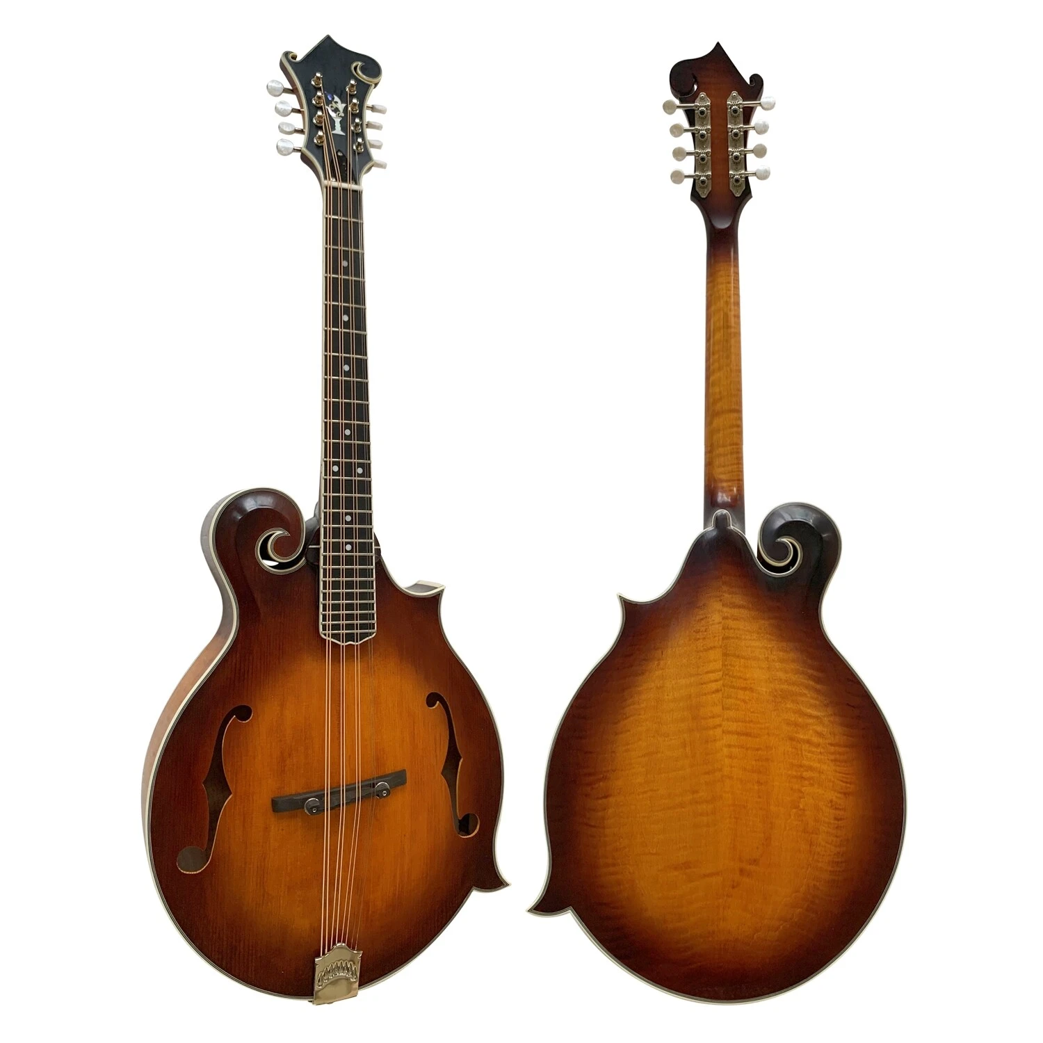 Sunburst Solid Wood Spruce Top Flamed Back Side Octave Mandoline
