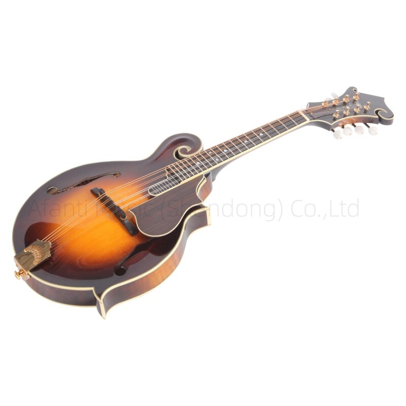 Afanti Solid Carved Spruce Top Brown Green Solid Flamed Maple F Mandolin