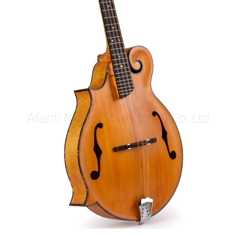 Afanti AA Mandoline Gaucher en Épicéa Massif avec Table en Érable Flammé Style F