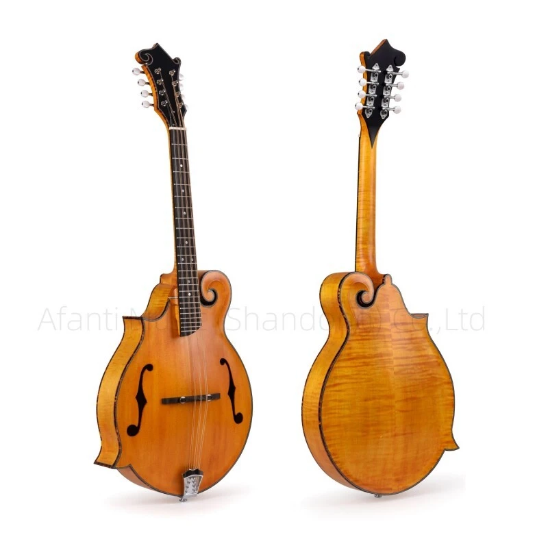 Afanti AA Mandoline Gaucher en Épicéa Massif avec Table en Érable Flammé Style F