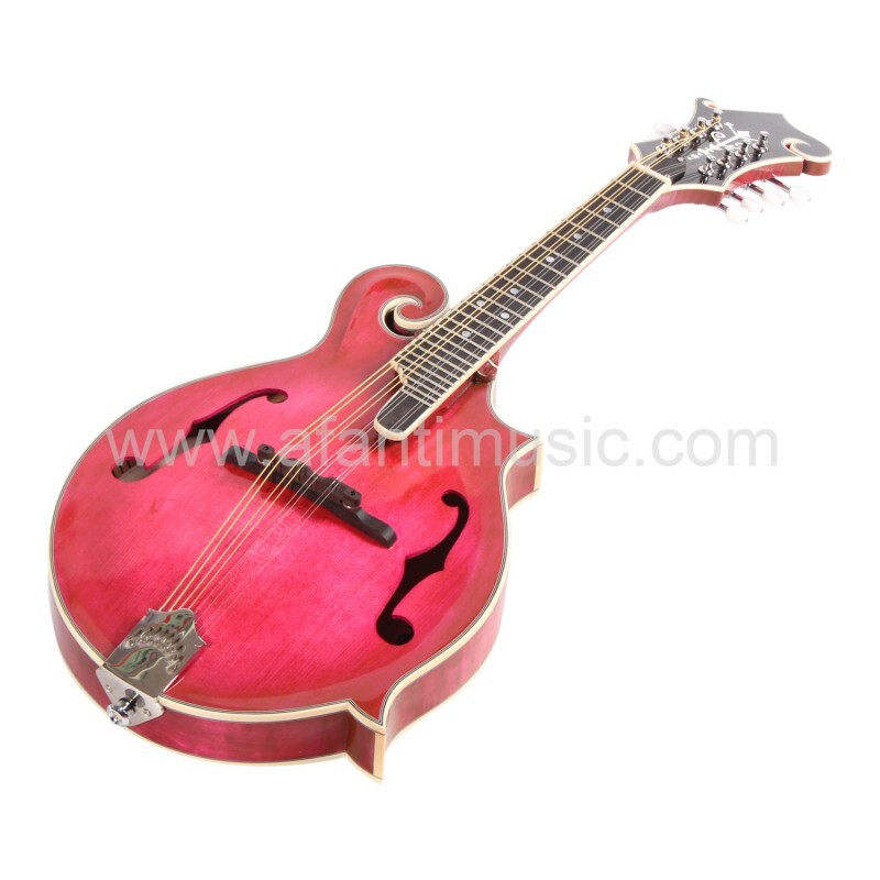 Afanti Carved Spruce Top Wine Red Solid Flamed Maple F Mandolin