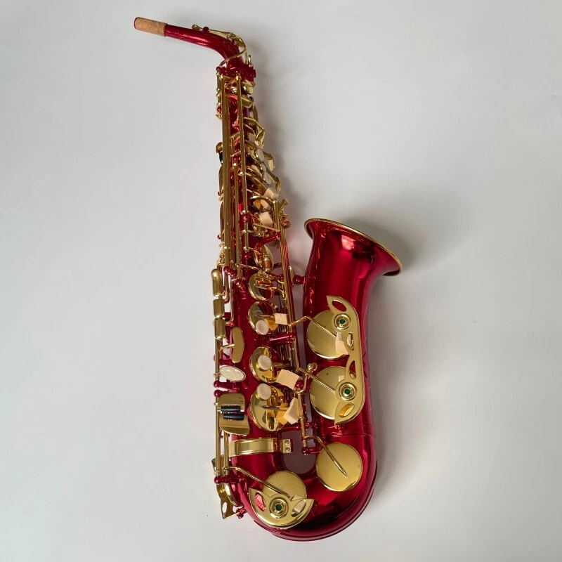 Saxophone alto laqué or rouge avec corps en laiton Instrument professionnel Sax alto