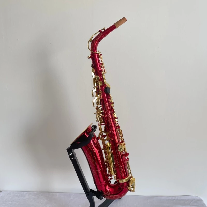 Saxophone alto laqué or rouge avec corps en laiton Instrument professionnel Sax alto