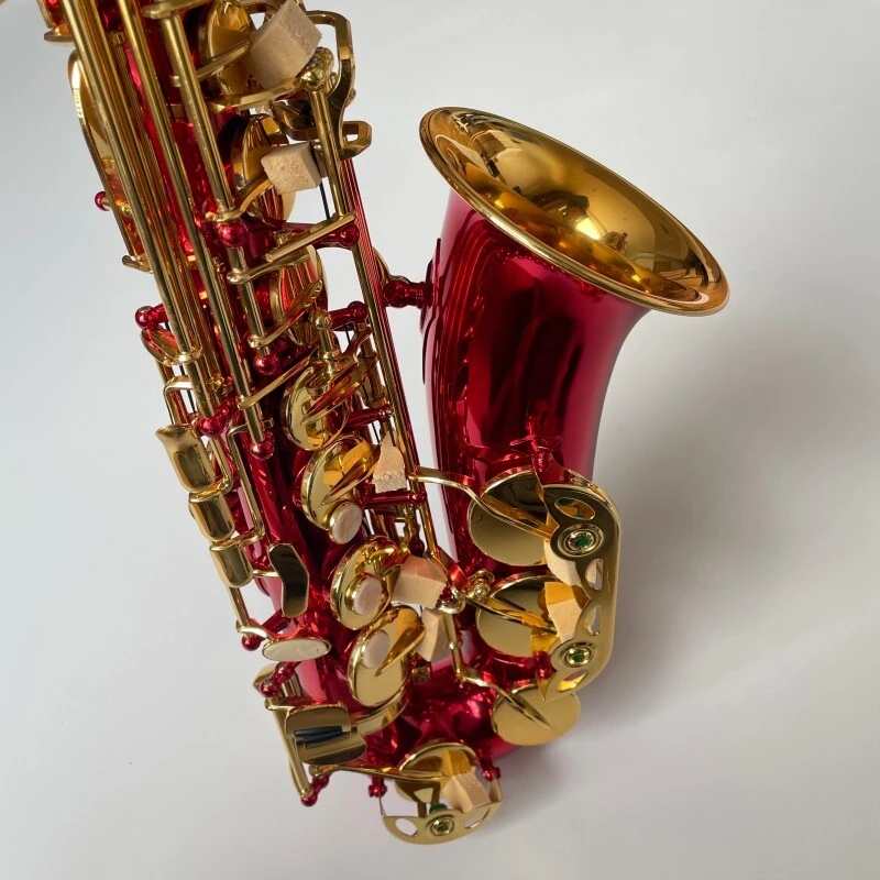 Saxophone alto laqué or rouge avec corps en laiton Instrument professionnel Sax alto