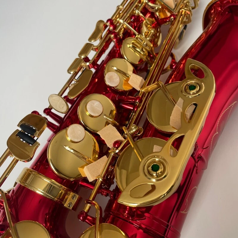 Saxophone alto laqué or rouge avec corps en laiton Instrument professionnel Sax alto