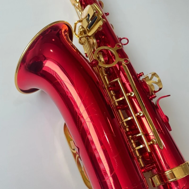 Saxophone alto professionnel de qualité générale avec clé de sol rouge et matériau en laiton
