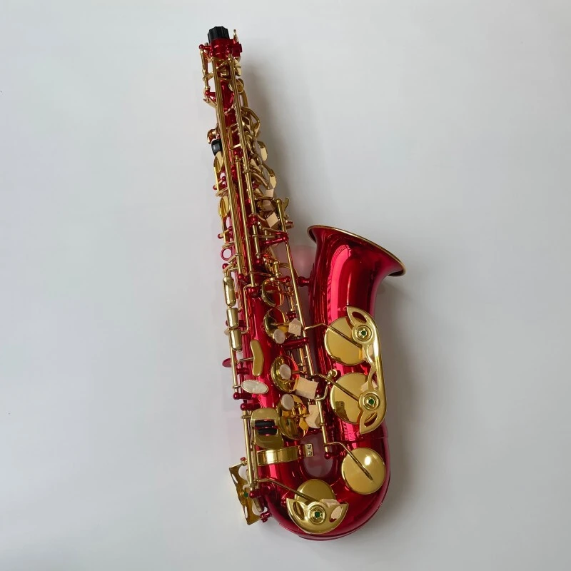 Saxophone alto professionnel de qualité générale avec clé de sol rouge et matériau en laiton