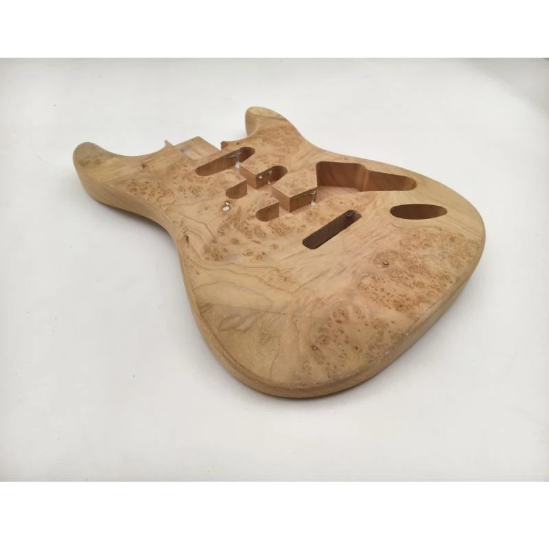 Corps de guitare en acajou Afanti avec placage en loupe de peuplier non fini