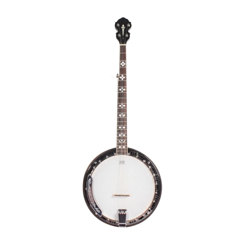 Afanti Banjo 5 Cordes en Acajou avec Résonateur et Cerclage en Bronze