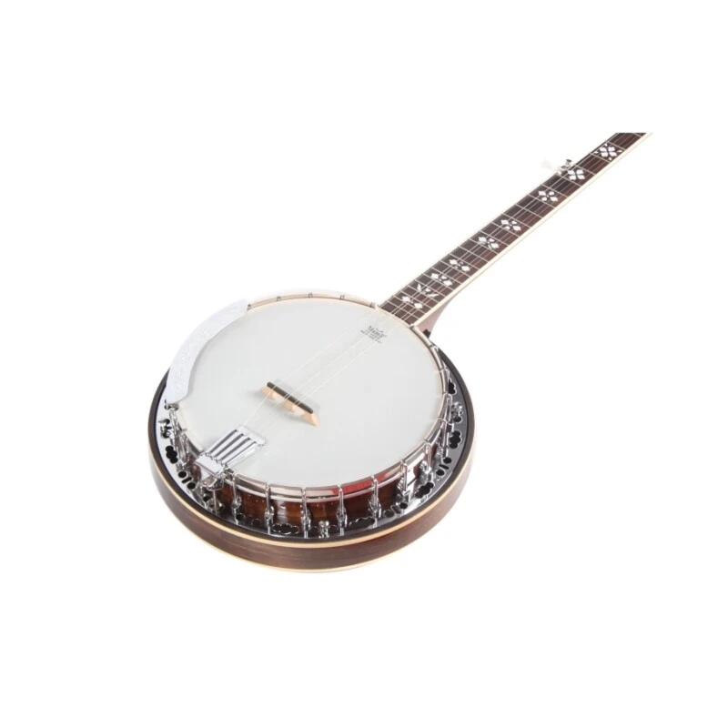 Afanti Banjo 5 Cordes en Acajou avec Résonateur et Cerclage en Bronze
