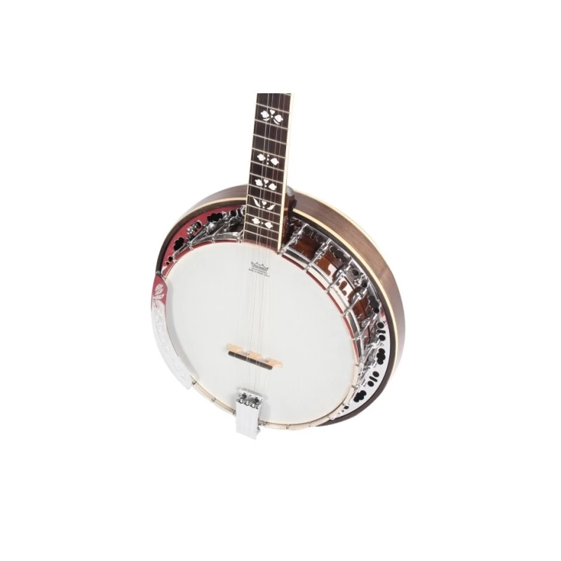 Afanti Banjo 5 Cordes en Acajou avec Résonateur et Cerclage en Bronze