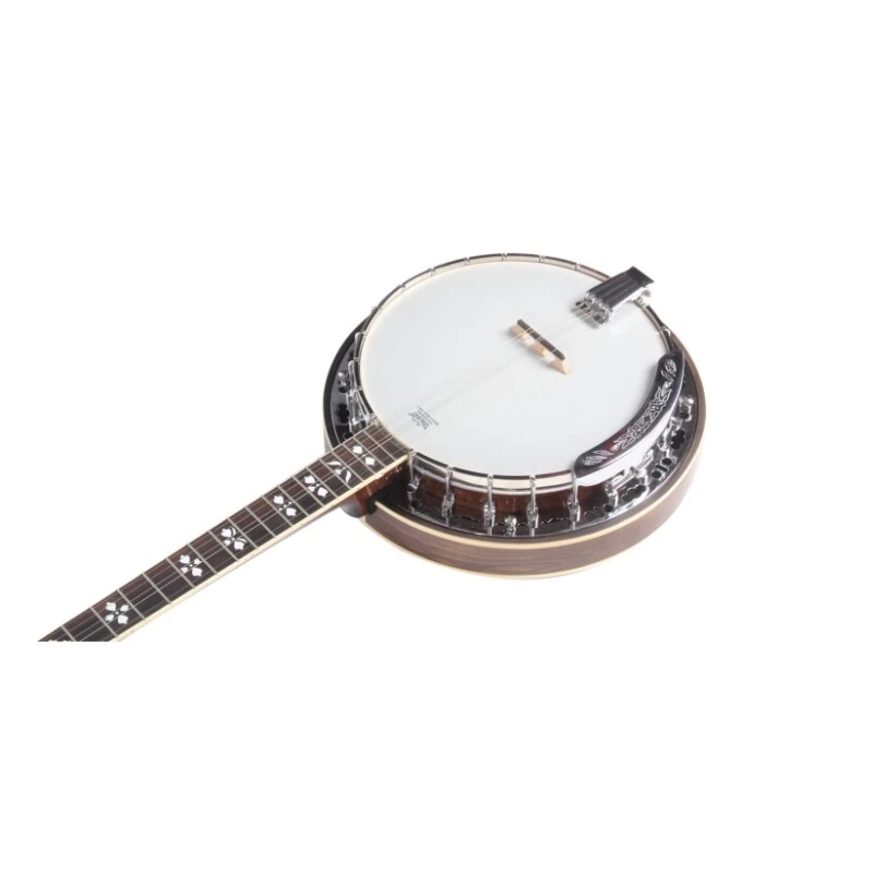 Afanti Banjo 5 Cordes en Acajou avec Résonateur et Cerclage en Bronze