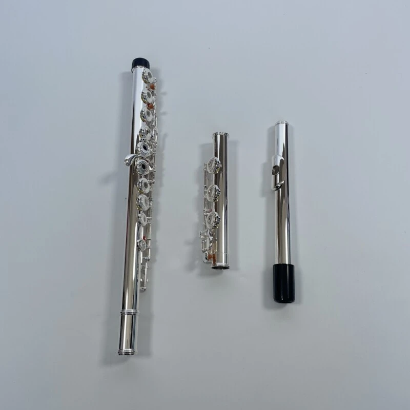 Afanti 17 Open Hole Silver Plated Engraved Flower Cover Flute (Flûte traversière avec couvercle en forme de fleur)