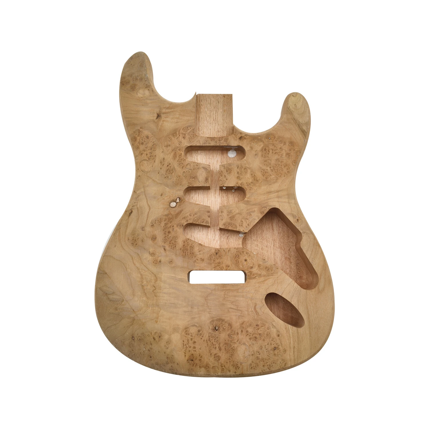 Corps de guitare en acajou Afanti avec placage en loupe de peuplier non fini