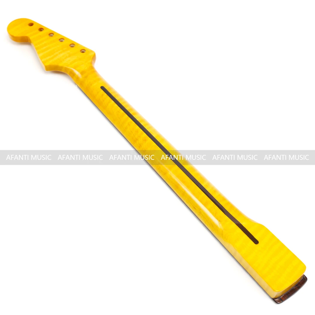 Manche de guitare ST en érable flammé Afanti 22 Frets Top