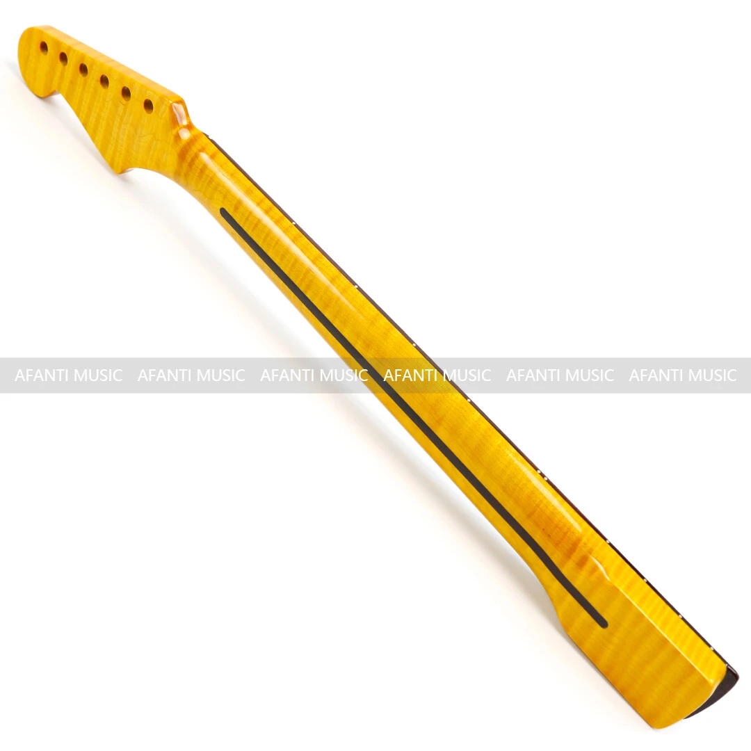 Manche de guitare ST en érable flammé Afanti 22 Frets Top