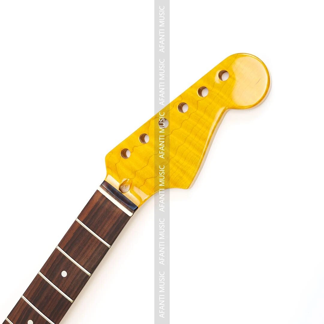 Manche de guitare ST en érable flammé Afanti 22 Frets Top