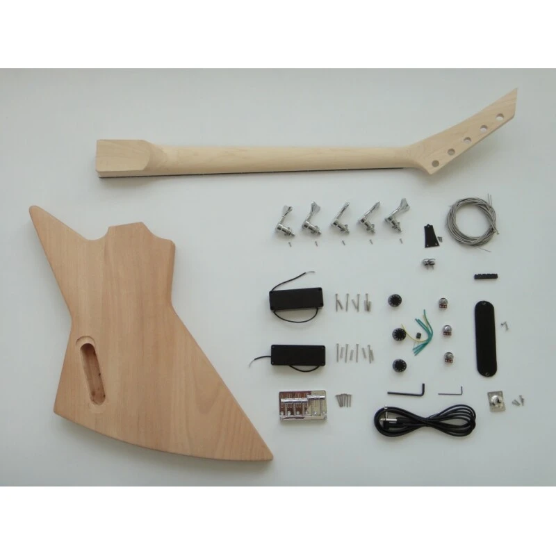 Kit de guitare basse électrique à 5 cordes avec corps en acajou brut Afanti et érable flammé