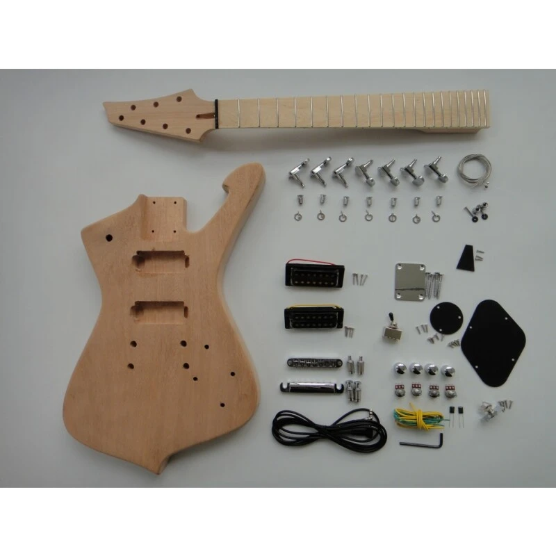 Kit de guitare à glace à monter soi-même Afanti non fini avec corps en acajou à 7 cordes et touche en érable