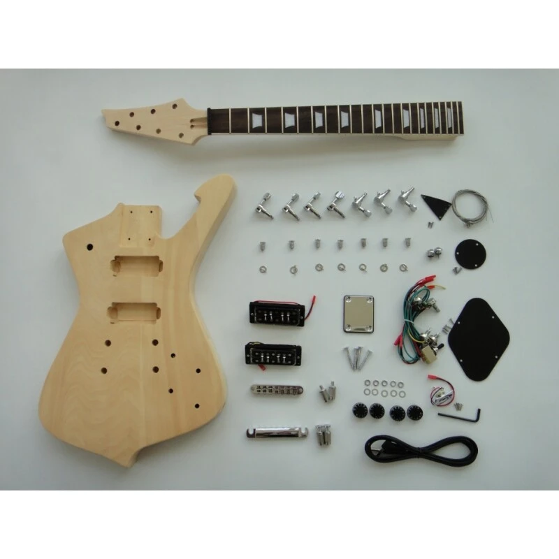 Kit guitare à glace Afanti à 7 cordes avec corps en tilleul brut et manche en érable