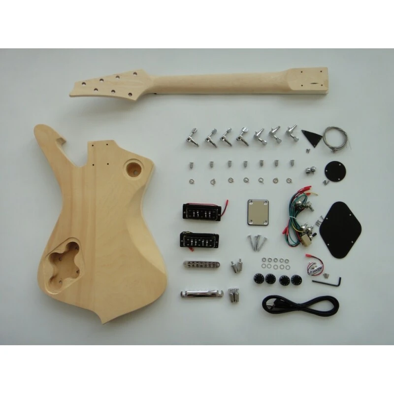 Kit guitare à glace Afanti à 7 cordes avec corps en tilleul brut et manche en érable