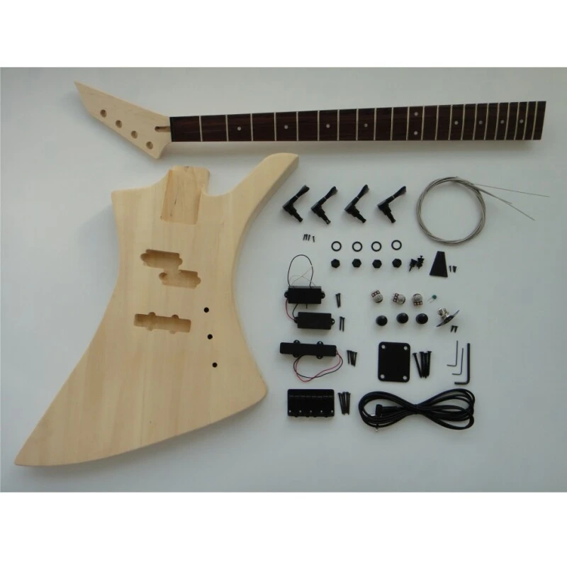 Kit guitare basse Afanti EX 4 cordes avec corps en aulne et manche en érable