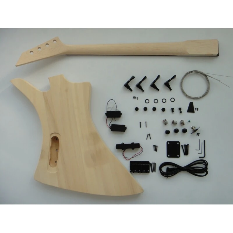 Kit guitare basse Afanti EX 4 cordes avec corps en aulne et manche en érable