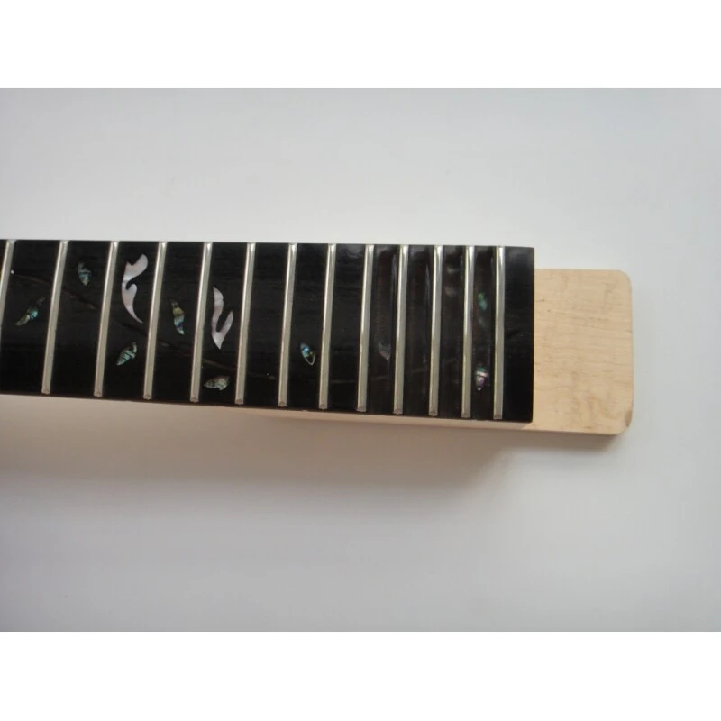 Kit de guitare à monter soi-même Afanti à corps massif non fini avec incrustations de vigne et touche en palissandre à double verrouillage