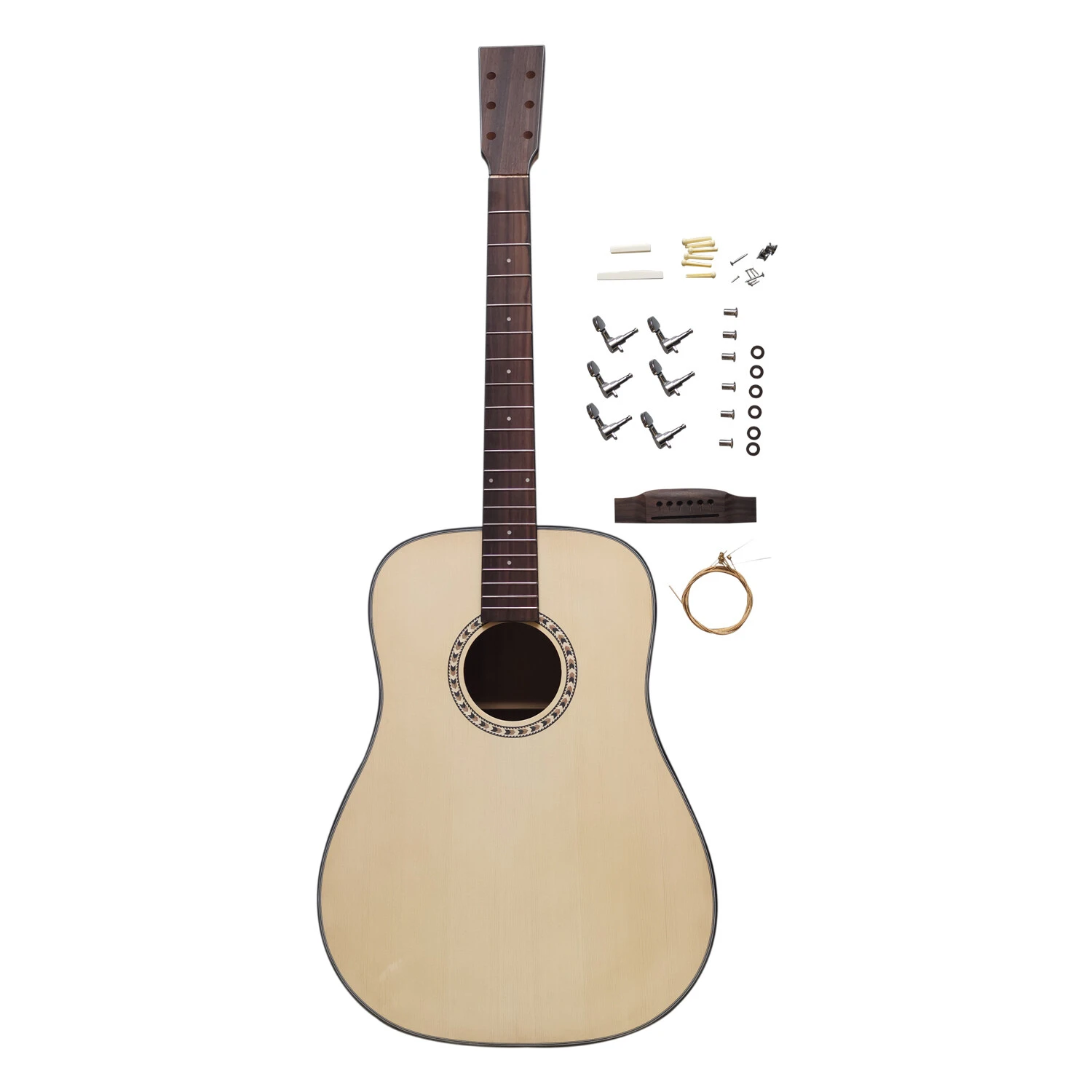 Kit de guitare acoustique Afanti 41" avec table en épicéa et finition non finie
