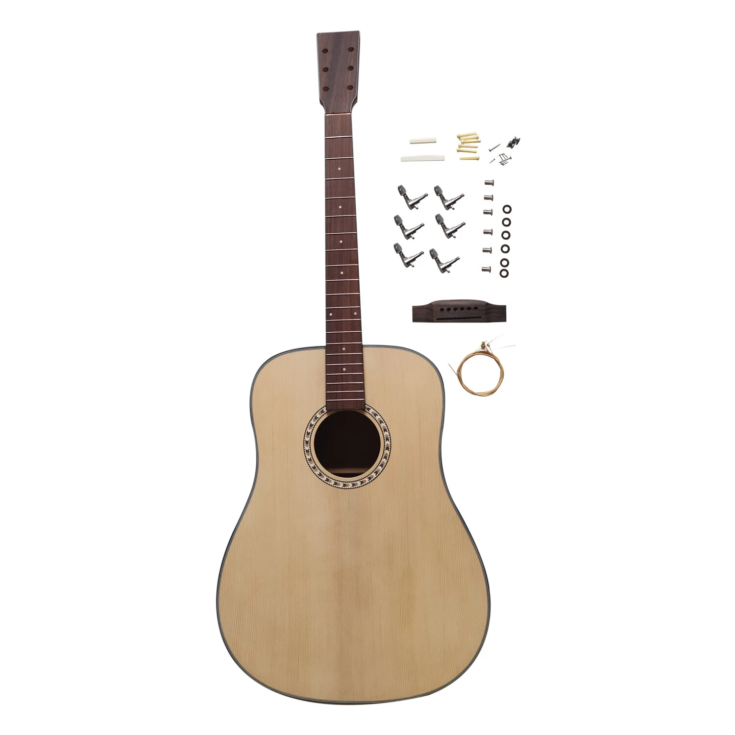 Kit de guitare acoustique Afanti avec table en épicéa massif et dos en sapelli de 41 pouces