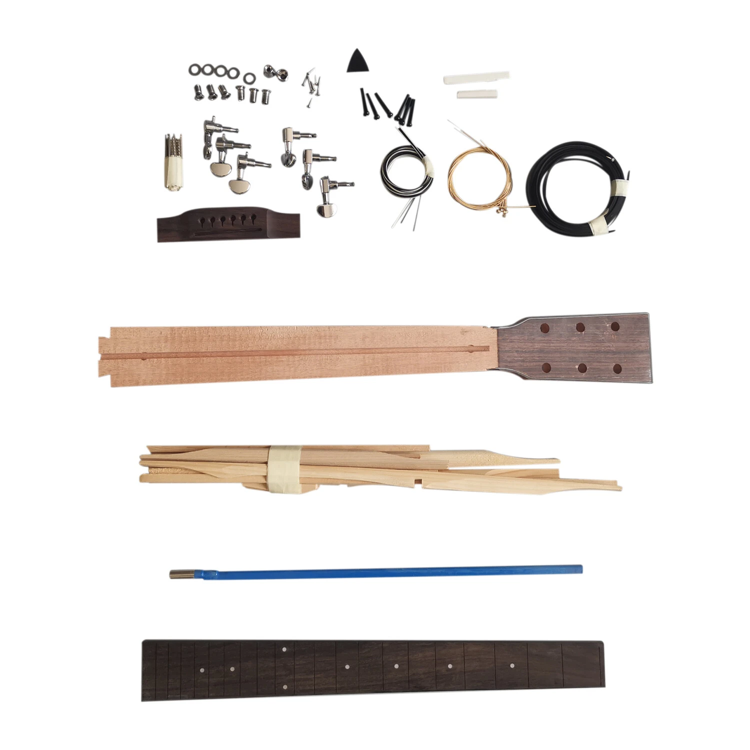 Kit de guitare acoustique Dreadnought Afanti 41" avec table en épicéa, manche non fini, corps en contreplaqué non assemblé