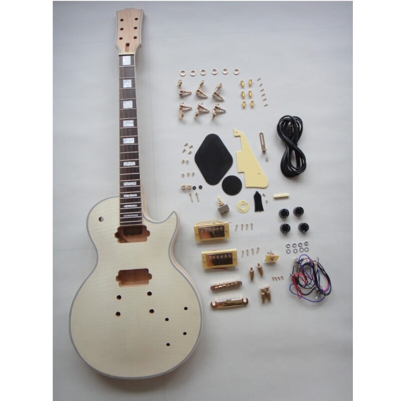 Afanti Unfinished Mahogany Body with Flamed Maple Top Lp Electric Guitar Kit (Kit de guitare électrique Lp)